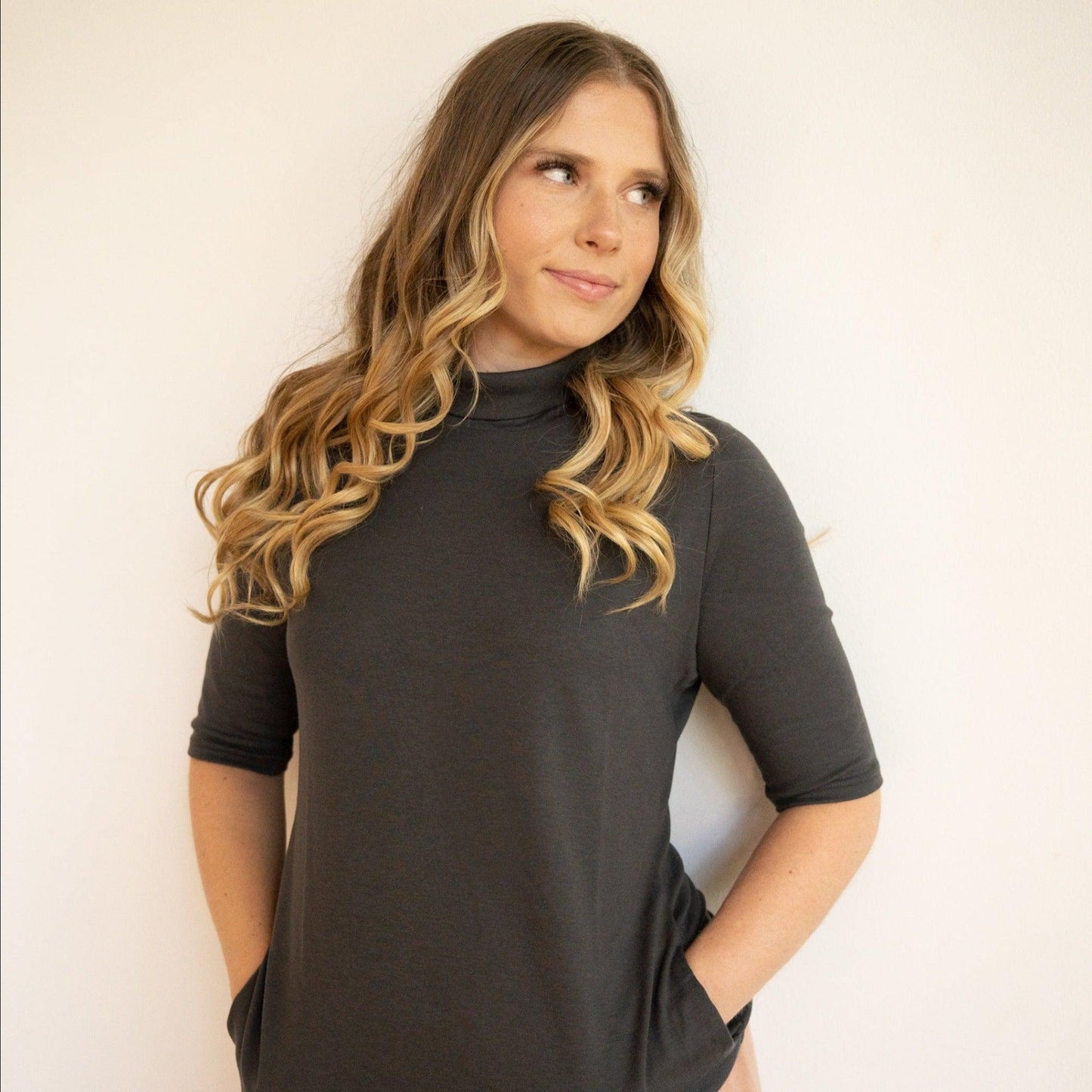 Acadia-Aspen Short Sleeve Mock-Neck Top - eavolu