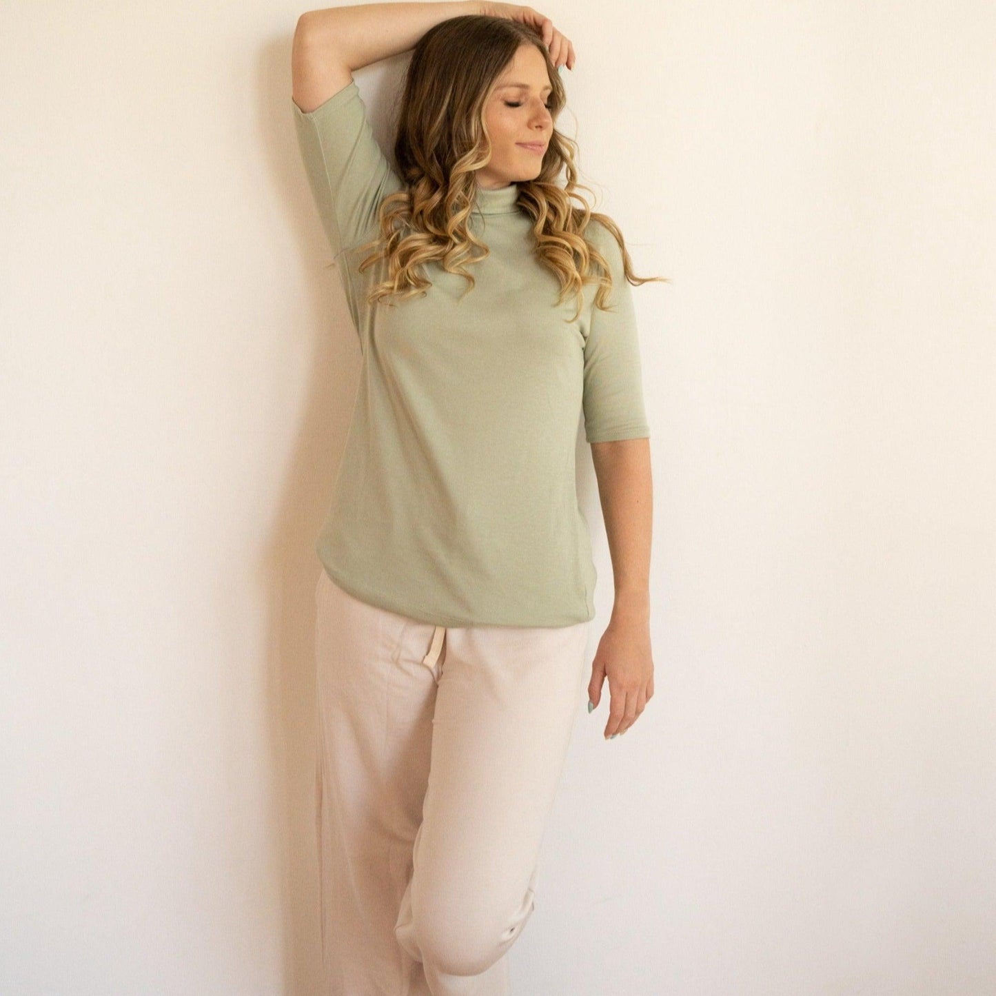 Acadia-Aspen Short Sleeve Mock-Neck Top - eavolu